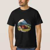Mountain Village Nacht en uitzicht T-shirt (Voorkant)