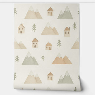 Mountain Village Nursery Wallpaper Behang