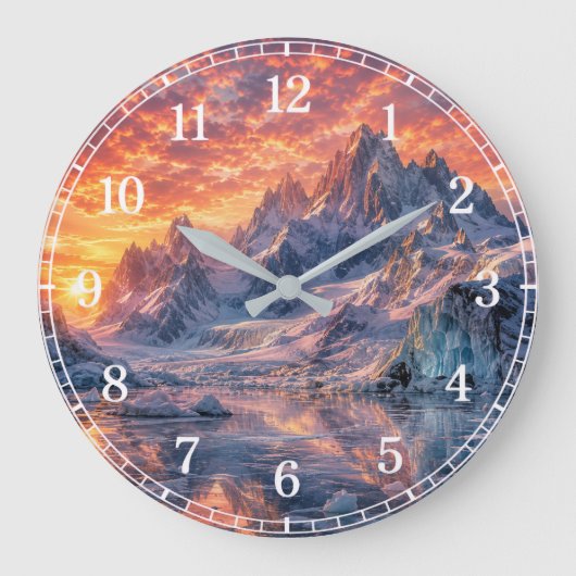 Mountain Wall Clock — Nature-Inspired Design Grote Klok (Voorkant)