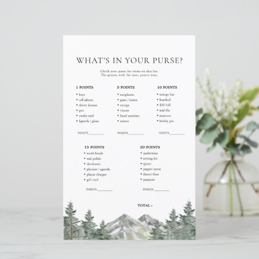 Mountain Wat zit er in je tas spelkaarten (Staand voorkant)