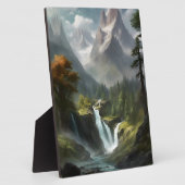 Mountain Waterfall Serenity - Natuur Landschapskun Fotoplaat (Zijkant)