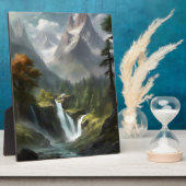 Mountain Waterfall Serenity - Natuur Landschapskun Fotoplaat (Zijkant)