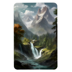 Mountain Waterfall Serenity - Natuur Landschapskun Magneet