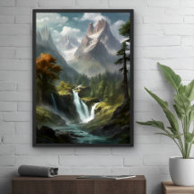 Mountain Waterfall Serenity - Natuur Landschapskun
