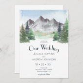 Mountain Waterverf bruiloft Kaart (Voorkant / Achterkant)