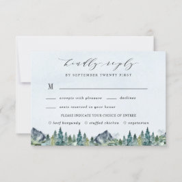 Mountain Waterverf Elegant Maaltijd Keuze Bruiloft RSVP Kaartje