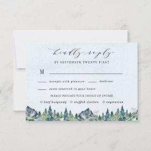 Mountain Waterverf Elegant Maaltijd Keuze Bruiloft RSVP Kaartje