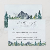 Mountain Waterverf Elegant Maaltijd Keuze Bruiloft RSVP Kaartje (Voorkant / Achterkant)