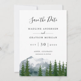 Mountain Waterverf Pine Photo Save the Dat Aankondiging