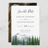 Mountain Waterverf Pine Photo Save the Dat Aankondiging (Voorkant / Achterkant)