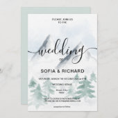 Mountain Waterverf Rustic Tree Destination Uitnodi Kaart (Voorkant / Achterkant)