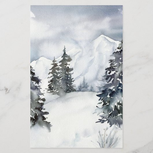 Mountain Waterverf Rustiek Bruiloft Menu (Achterkant)