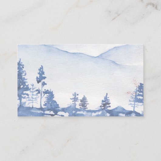 Mountain Waterverf rustieke blauwe bruiloft Informatiekaartje (Achterkant)