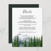 Mountain Waterverf rustieke dennen bruiloft detail Informatiekaartje (Voorkant / Achterkant)
