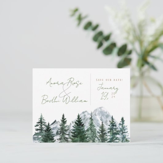 Mountain Waterverf Sla de datum op Aankondigingskaart (Staand voorkant)