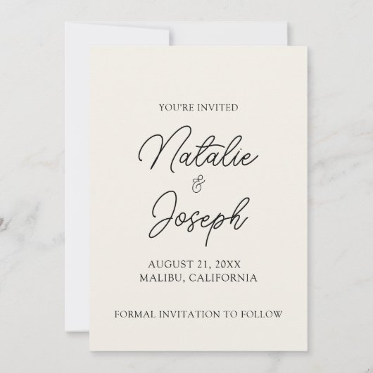 Mountain Waterverf Woodland Pine Trees Bruiloft Save The Date (Achterkant)