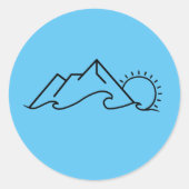 Mountain Wave Sun Ronde Sticker (Voorkant)