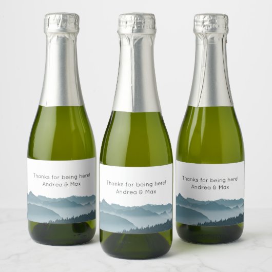 Mountain Wedding Custom Mini Wine Sparkling Wijnetiket (Flessen)