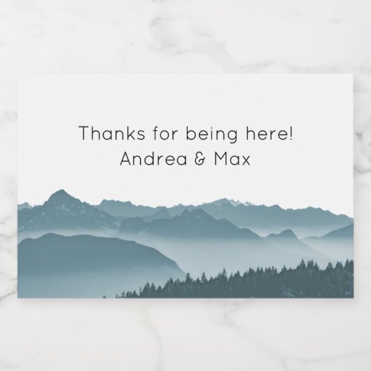 Mountain Wedding Custom Mini Wine Sparkling Wijnetiket (Enkel label)