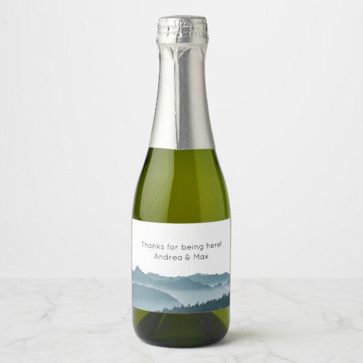 Mountain Wedding Custom Mini Wine Sparkling Wijnetiket (Voorkant)
