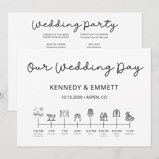 Mountain Wedding Day Timeline Program Programmakaart (Voorkant / Achterkant)