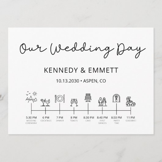 Mountain Wedding Day Timeline Program Programmakaart (Voorkant)
