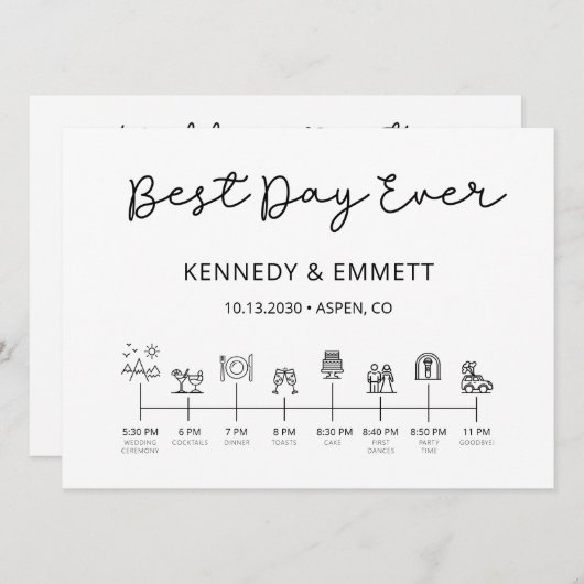 Mountain Wedding Day Timeline Program Programmakaart (Voorkant / Achterkant)