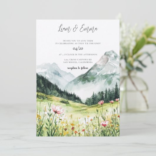 Mountain Wedding Invitation Kaart (Staand voorkant)