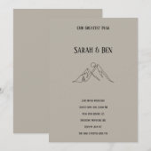 Mountain Wedding Invitation Line Art Adventure Kaart (Voorkant / Achterkant)