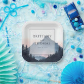 Mountain Wedding Invitation Papieren Bordje (Feest)