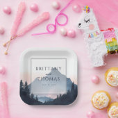 Mountain Wedding Invitation Papieren Bordje (Feest)