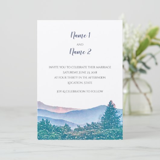 Mountain Wedding Invitation Suite Kaart (Staand voorkant)