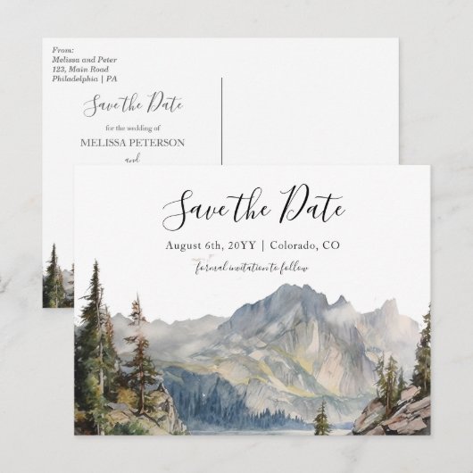 Mountain Wedding Lakeside Save the date briefkaart (Voorkant / Achterkant)