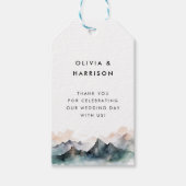 Mountain Wedding Modern Waterverf Landschap Cadeaulabel (Voorkant)