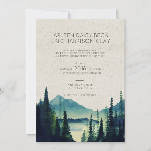Mountain Wedding/Party Invitation Kaart (Voorkant)