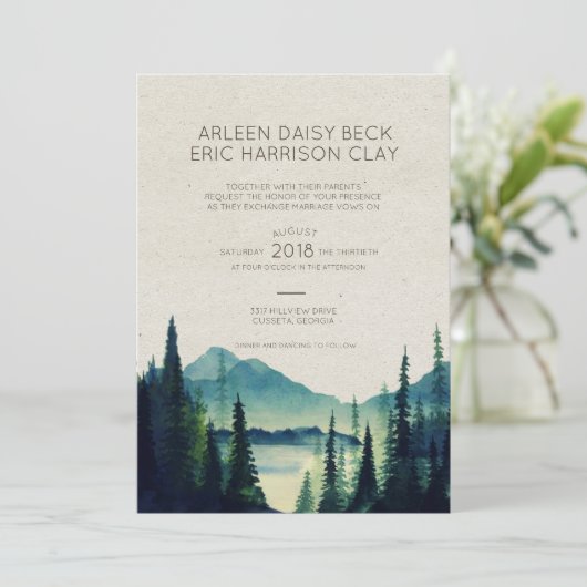 Mountain Wedding/Party Invitation Kaart (Staand voorkant)