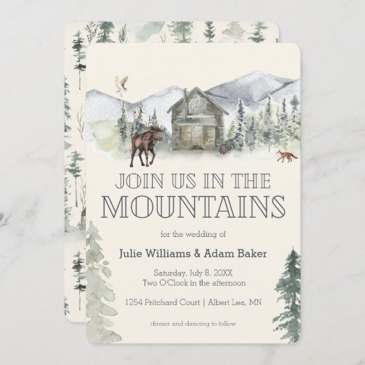 Mountain Wedding/Party Invitation Kaart (Voorkant / Achterkant)