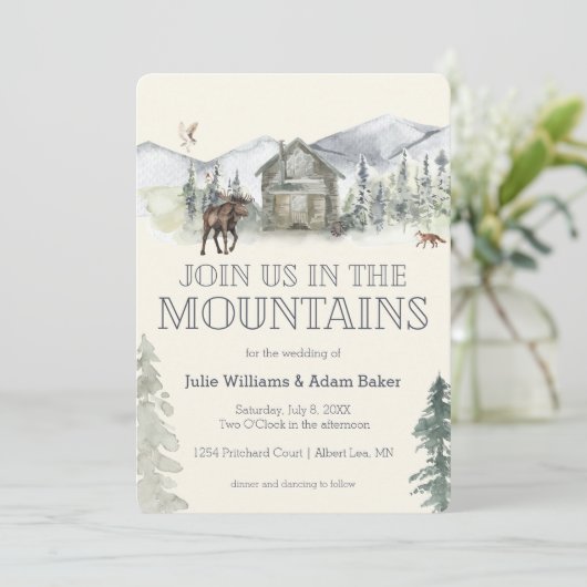 Mountain Wedding/Party Invitation Kaart (Staand voorkant)