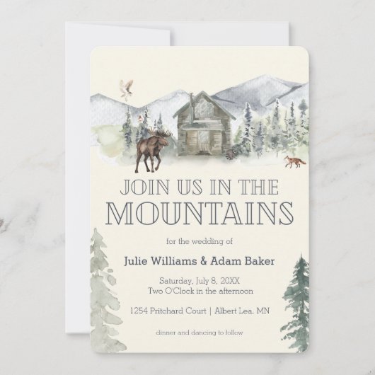 Mountain Wedding/Party Invitation Kaart (Voorkant)