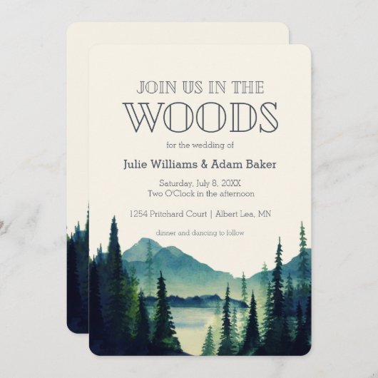 Mountain Wedding/Party Invitation Kaart (Voorkant / Achterkant)