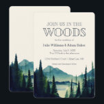 Mountain Wedding/Party Invitation Kaart<br><div class="desc">Wie heeft geen mooie herinneringen aan de warme dagen en nachten die worden doorgebracht tussen pijnbomen en rond het kampvuur? Waarom laten we natuur niet de perfecte achtergrond voor je bruiloft zijn: het meer en het bos, wat kan beter en natuurlijker zijn dan echte schoonheid die niet door de mens...</div>