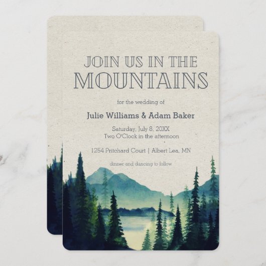 Mountain Wedding/Party Invitation Kaart (Voorkant / Achterkant)
