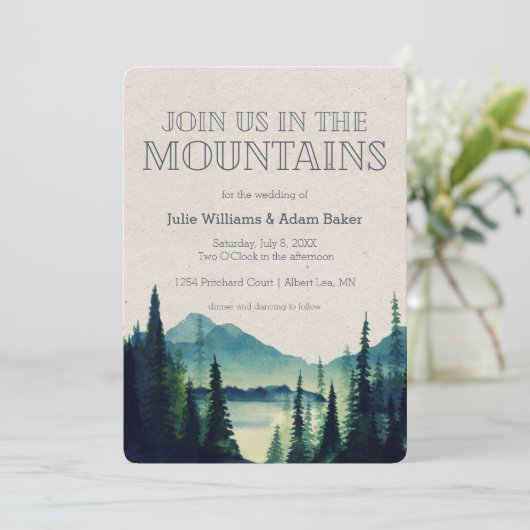 Mountain Wedding/Party Invitation Kaart (Staand voorkant)