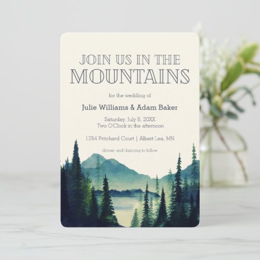 Mountain Wedding/Party Invitation Kaart (Staand voorkant)