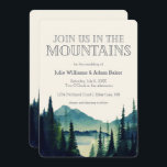 Mountain Wedding/Party Invitation Kaart<br><div class="desc">Wie heeft geen mooie herinneringen aan de warme dagen en nachten die worden doorgebracht tussen pijnbomen en rond het kampvuur? Laat natuur niet de perfecte achtergrond zijn voor je bruiloft: het meer en het bos, wat kan beter en natuurlijker zijn dan echte schoonheid die niet door de mens is gecreëerd?...</div>