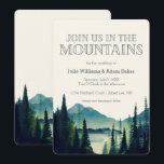 Mountain Wedding/Party Invitation Kaart<br><div class="desc">Wie heeft geen mooie herinneringen aan de warme dagen en nachten die worden doorgebracht tussen pijnbomen en rond het kampvuur? Waarom laten we natuur niet de perfecte achtergrond voor je bruiloft zijn: het meer en het bos, wat kan beter en natuurlijker zijn dan echte schoonheid die niet door de mens...</div>