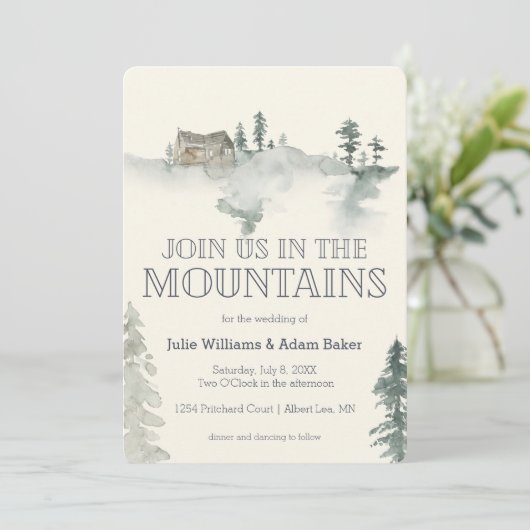 Mountain Wedding/Party Invitation Kaart (Staand voorkant)
