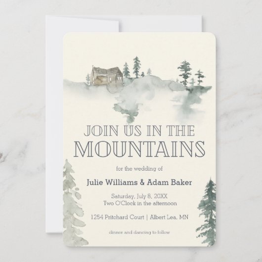 Mountain Wedding/Party Invitation Kaart (Voorkant)