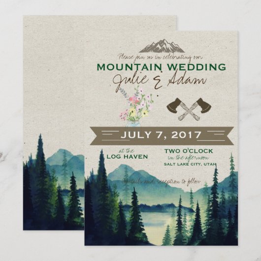 Mountain Wedding/Party Uitnodiging (Voorkant / Achterkant)
