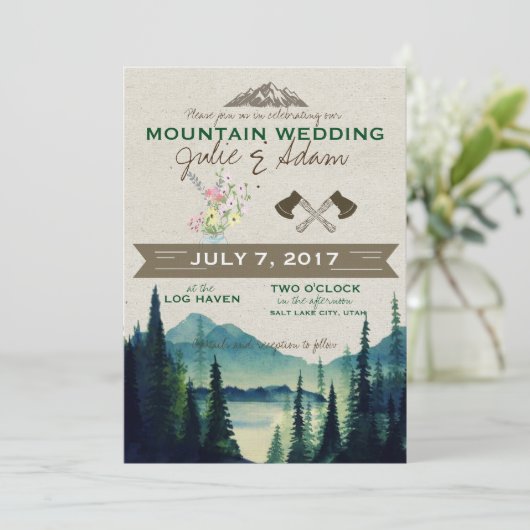 Mountain Wedding/Party Uitnodiging (Staand voorkant)